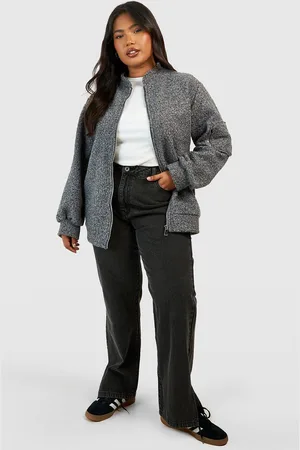 Boohoo Plus Basic High Waist Jeans Met Split En Rechte Pijpen
