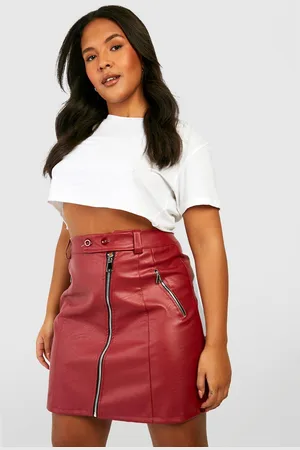 Leren rok rood sale