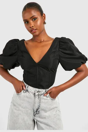 Boohoo Korset Met Pofmouwen En V-Hals