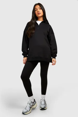 Boohoo Zwangerschap Oversized Trui Met Korte Rits En Leggings Set