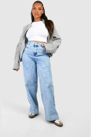 Boohoo Plus High Waist Booty Boost Wide Leg Jeans