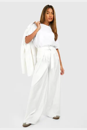Boohoo Satijnen Wide Leg Broek Met Ceintuur