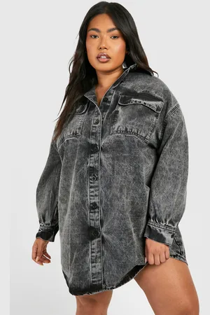 Boohoo Plus Oversized Spijkerblouse Jurk