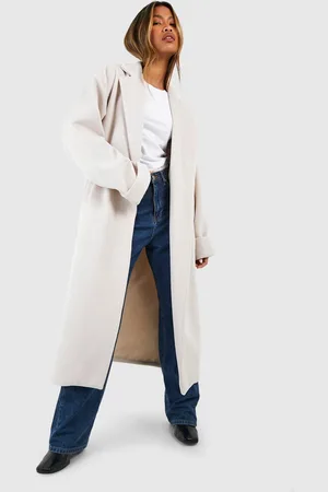 Boohoo Nepwollen Jas Met Textuur, Mouw Detail En Ceintuur