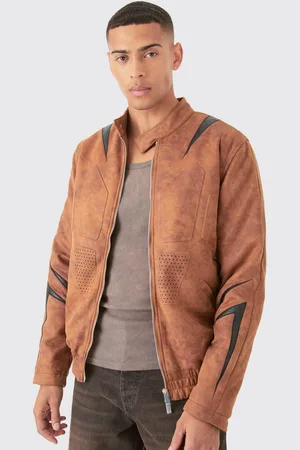 Boohoo Gebleekte Nep Suède Regular Fit Moto Jas