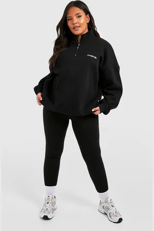 Boohoo Plus Oversized Dsgn Trui Met Korte Rits En Leggings Set