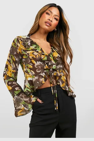 Boohoo Chiffon Bloemenprint Blouse Met Ruches