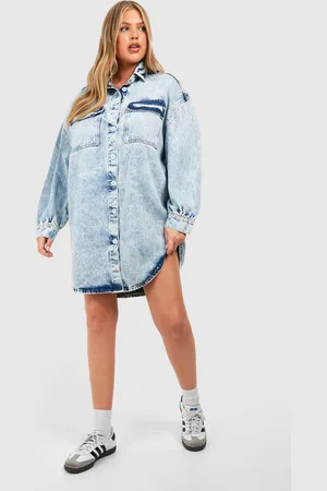 Boohoo Plus Oversized Spijkerblouse Jurk