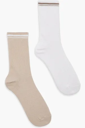 Boohoo Monochrome Gestreepte Sokken (2 Paar)