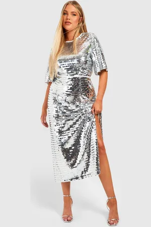 Boohoo Plus Glitter Midaxi Jurk Met Pailletten