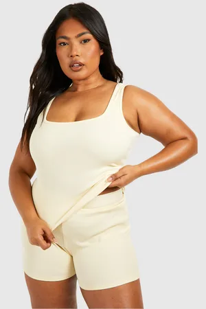 Boohoo Plus Geribbelde Lounge Boxer Shorts