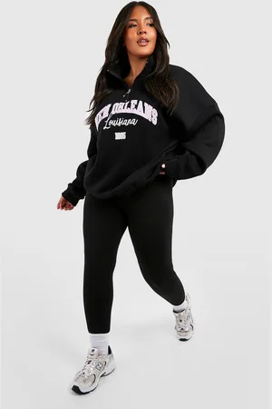 Boohoo Plus Oversized Varisty Trui Met Korte Rits En Leggings