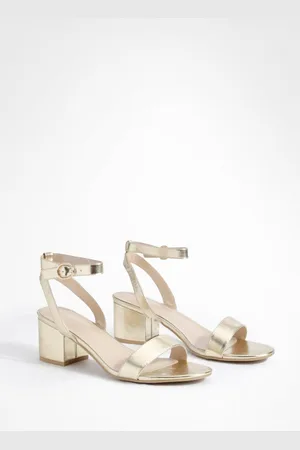 Boohoo Lage Metallic Blokhakken Met Dunne Bandjes