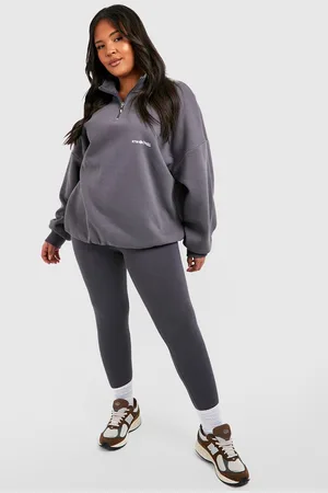 Boohoo Plus Oversized Dsgn Trui Met Korte Rits En Leggings Set