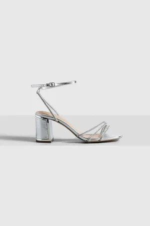Boohoo Tweedelige Metallic Versierde Sandalen Met Blokhakken