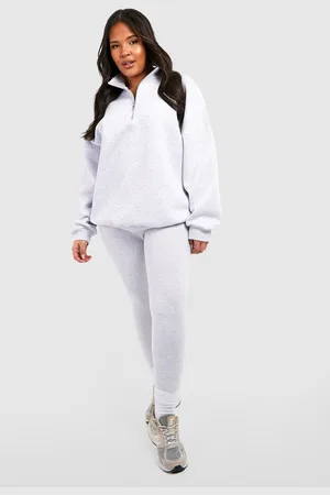 Boohoo Plus Oversized Trui Met Korte Rits En Leggings Set