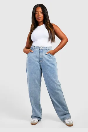 Boohoo Plus Baggy Boyfriend Jeans Met Zijsplit