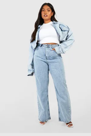 Boohoo Plus High Waist Booty Boost Wide Leg Jeans
