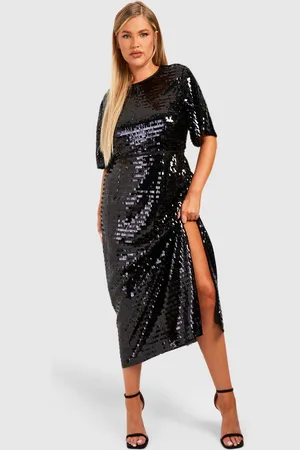 Boohoo Plus Glitter Midaxi Jurk Met Pailletten