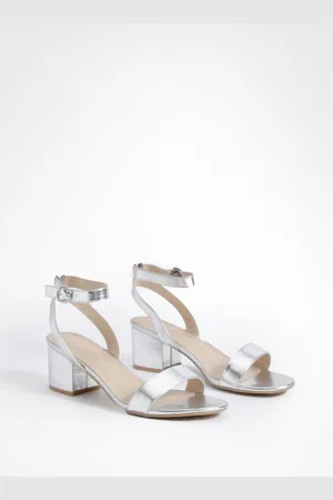 Boohoo Lage Metallic Blokhakken Met Dunne Bandjes