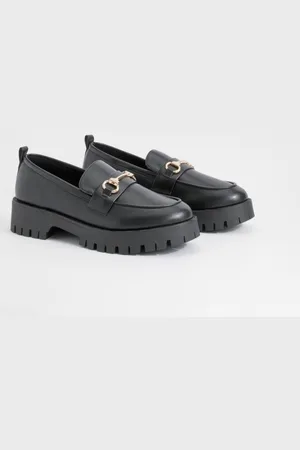 Boohoo Brede Dikke Loafers Met T-Bar