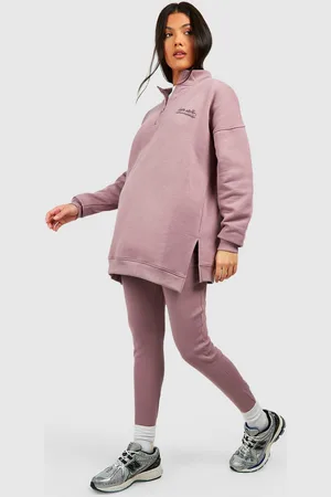 Boohoo Zwangerschap Oversized Trui Met Korte Rits En Geribbelde Leggings Set