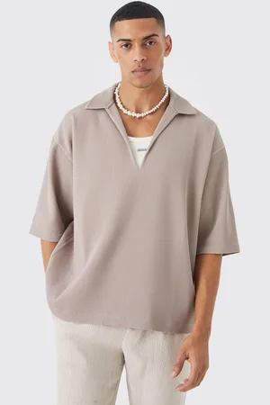 Boohoo Oversized Geplooid Boxy Overhemd Met V-Hals
