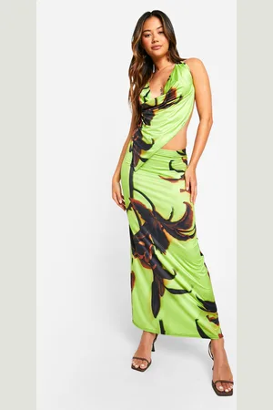 Boohoo Strak Bloemenprint Hemdje Met Losse Col En Maxi Rok