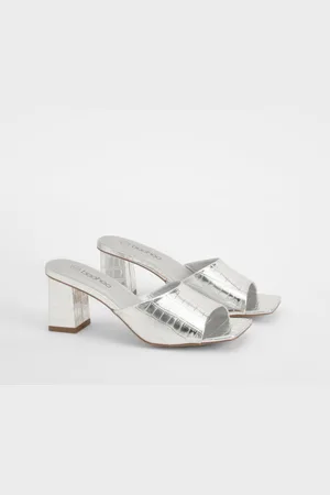 Boohoo Lage Metallic Krokodillen Blokhakken