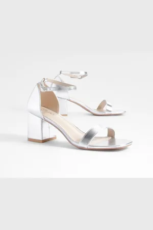 Boohoo Lage Metallic Blokhakken Met Dunne Bandjes