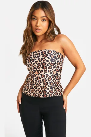 Boohoo Petite Luipaardprint Bandeau Korset Top