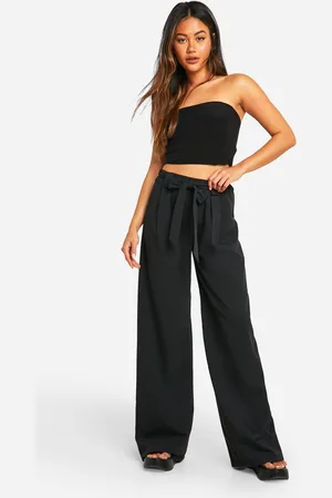 Boohoo Broek Met Strik, Ceintuur En Rechte Pijpen