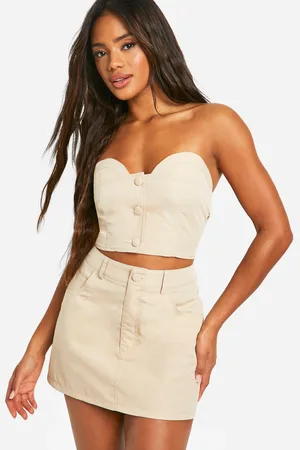 Boohoo Korset Top Met Knopen En Hartvormige Hals