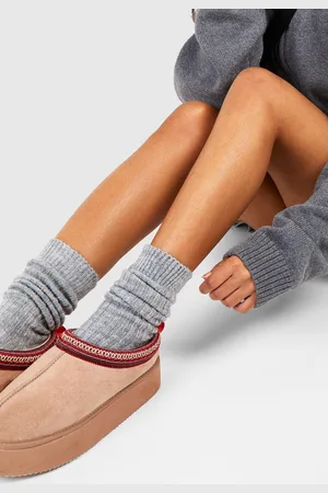 Boohoo Grijze Gebreide Dik Geribbelde Sokken