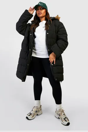 Boohoo Plus Long Line Parka Met Faux Fur Zoom