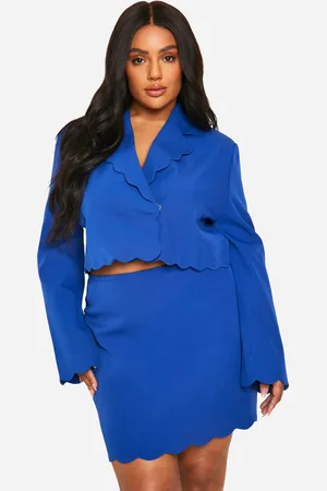 Boohoo Plus Mini Rokje Met Geribbelde Zoom
