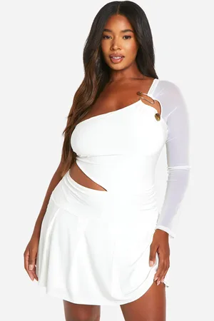 Boohoo Plus Strakke Asymmetrische Romper Met Uitsnijding