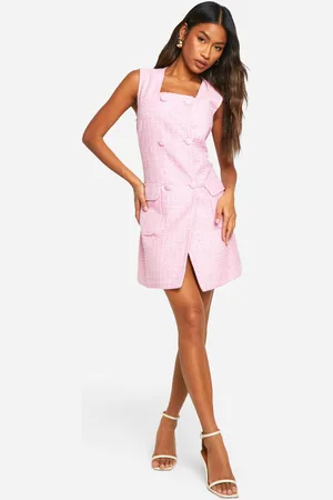 Boohoo Mouwloze Bouclé Blazer Jurk