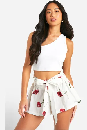 Boohoo Katoenen Bloemenprint Mini Rokje Met Ceintuur