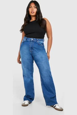 Boohoo Plus Acid Wash Gebleekte Korte Jeans Met Rechte Pijpen