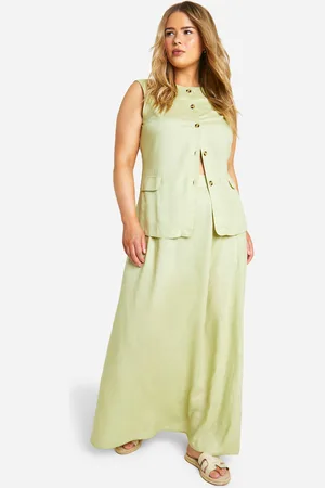Boohoo Plus Long Line Gilet En Maxi Rok Set