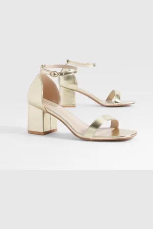 Boohoo Lage Metallic Blokhakken Met Dunne Bandjes