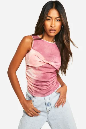 Boohoo Jeans Grazer Top Met Dubbele Lagen En Racer Hals