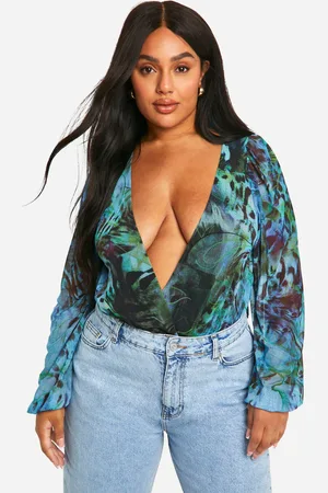 Boohoo Plus Mesh Dierenprint Wikkel One Piece
