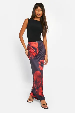 Boohoo Strakke Bloemenprint Maxi Rok