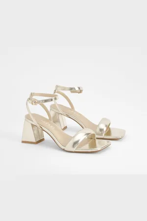 Boohoo Gewatteerde Tweedelige Metallic Hakken Met Bandjes