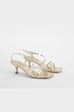 Boohoo Asymmetrische Metallic Hakken Met Bandjes