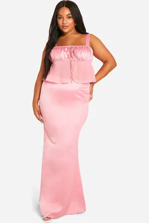 Boohoo Plus Satijnen Maxi Rok