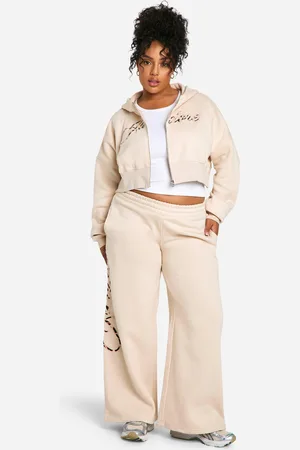 Boohoo Plus Luipaardprint Jadore Boxy Trainingspak Met Rits En Wide Leg Broek