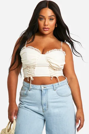 Boohoo Plus Chiffon Korset Top Met Veters